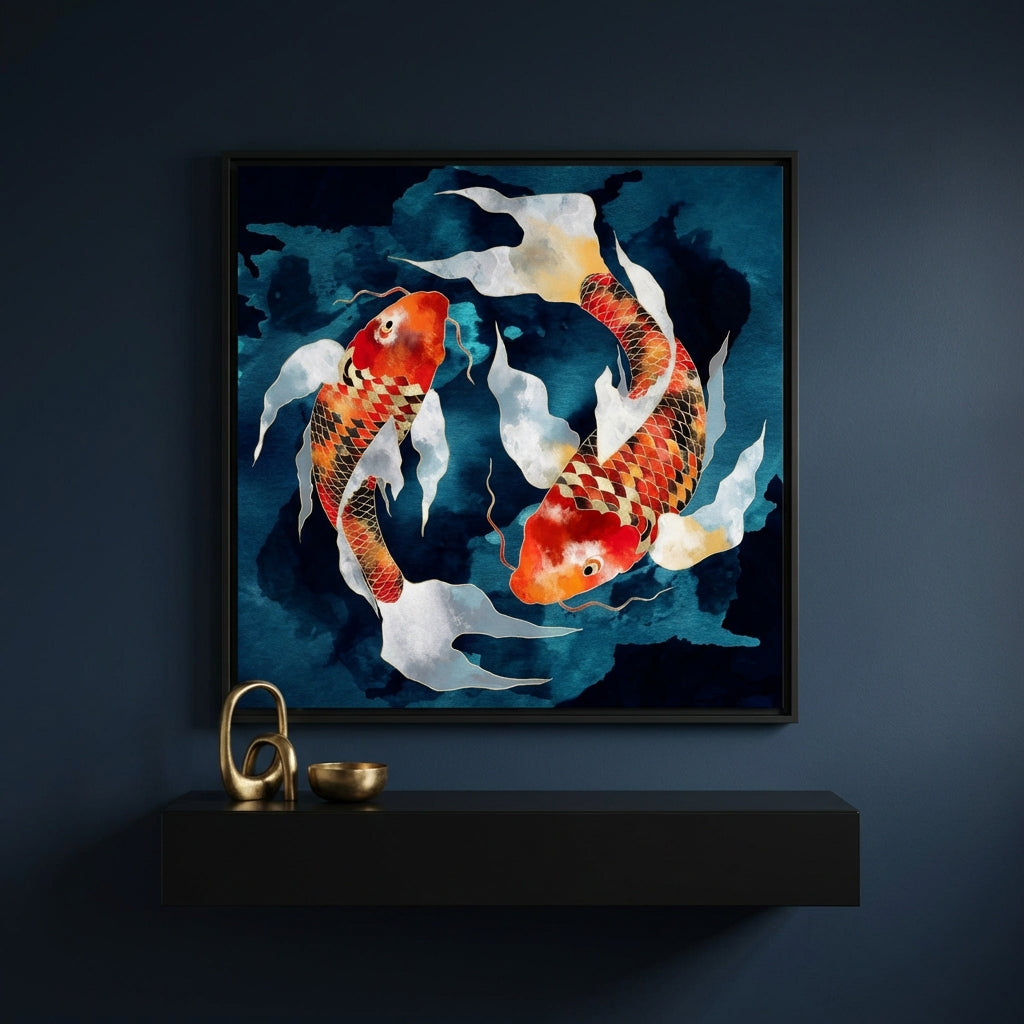 Metallic Koi II - Matte Canvas, Framed (Multi-color)