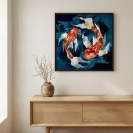 Metallic Koi II - Matte Canvas, Framed (Multi-color)