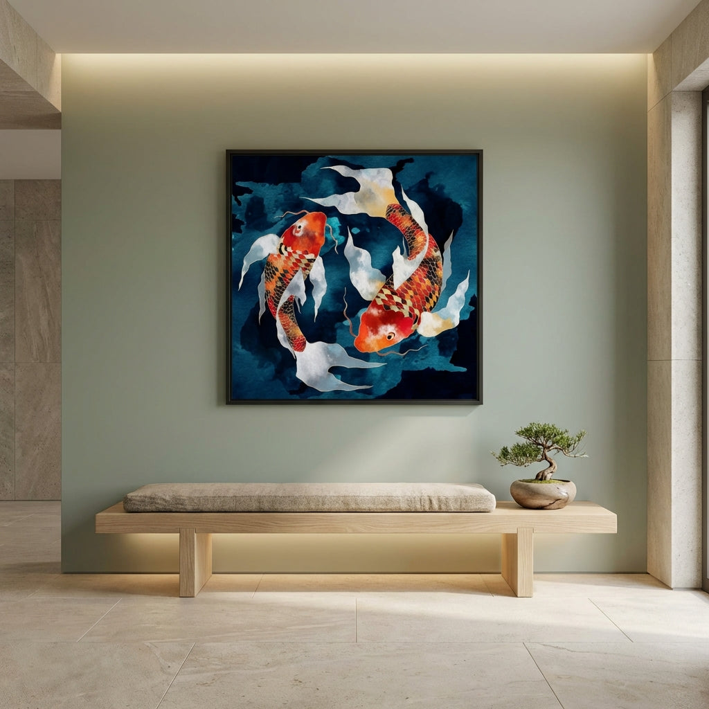 Metallic Koi II - Matte Canvas, Framed (Multi-color)