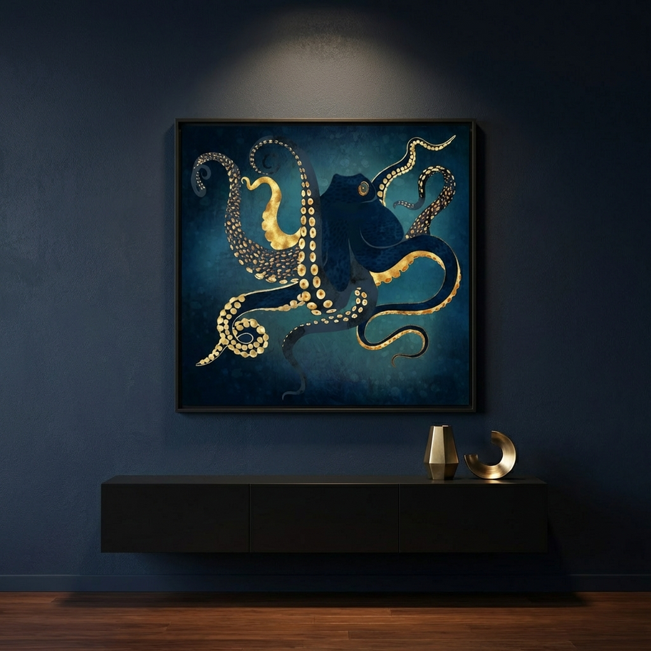 Metallic Octopus IV - Matte Canvas, Framed (Multi-color)
