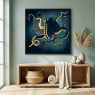 Metallic Octopus IV - Matte Canvas, Framed (Multi-color)