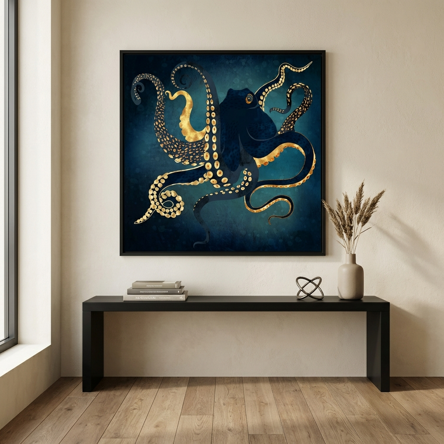 Metallic Octopus IV - Matte Canvas, Framed (Multi-color)