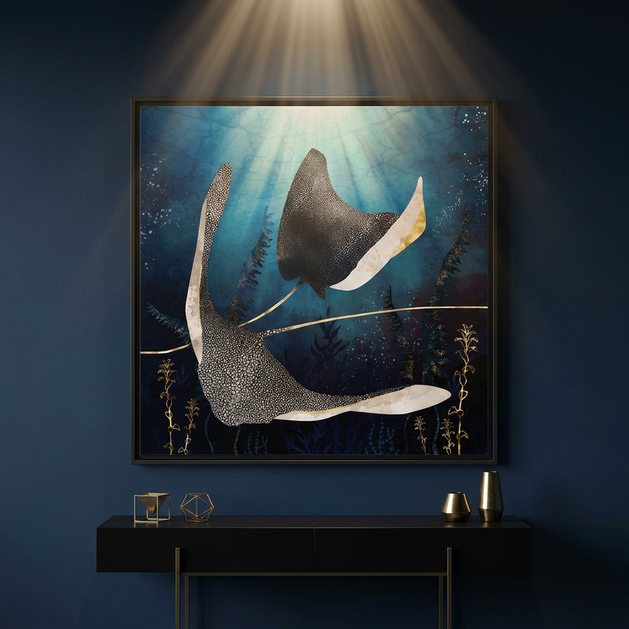Metallic Stingray - Matte Canvas, Framed (Multi-color)
