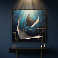 Metallic Stingray - Matte Canvas, Framed (Multi-color)