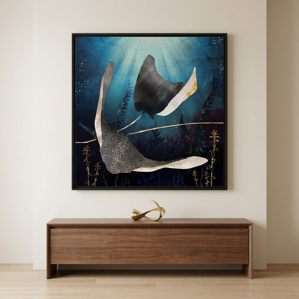 Metallic Stingray - Matte Canvas, Framed (Multi-color)