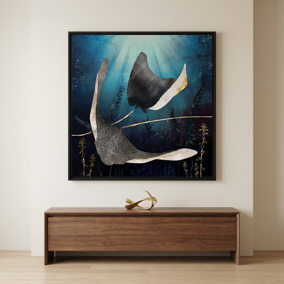 Metallic Stingray - Matte Canvas, Framed (Multi-color)