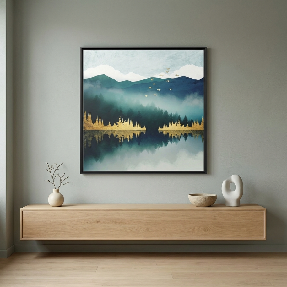 Mist Reflection - Matte Canvas, Framed (Multi-color)