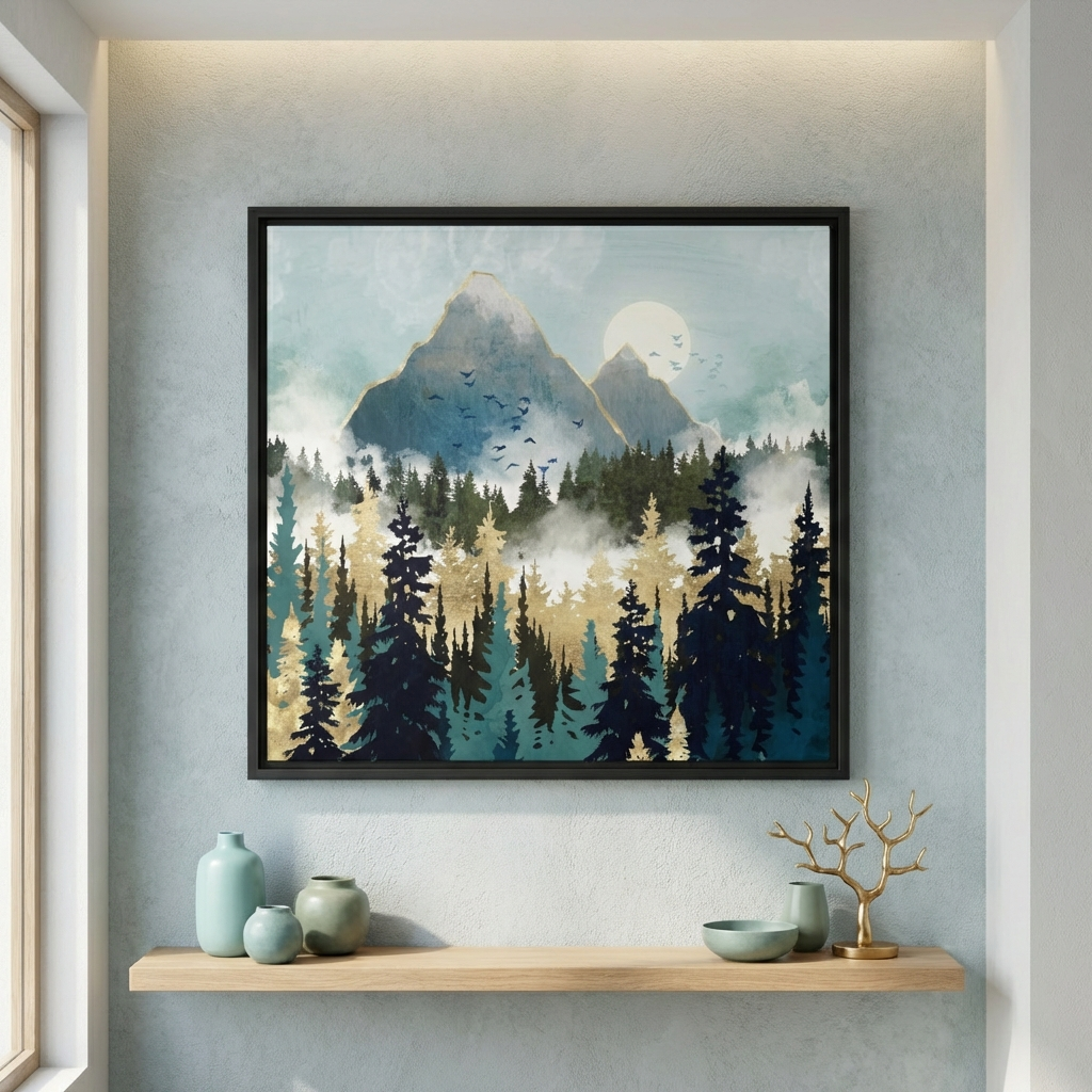Misty Pines - Matte Canvas, Framed (Multi-color)