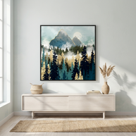 Misty Pines - Matte Canvas, Framed (Multi-color)