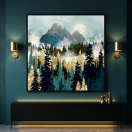 Misty Pines - Matte Canvas, Framed (Multi-color)
