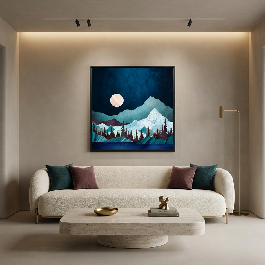 Moon Bay - Matte Canvas, Framed (Multi-color)