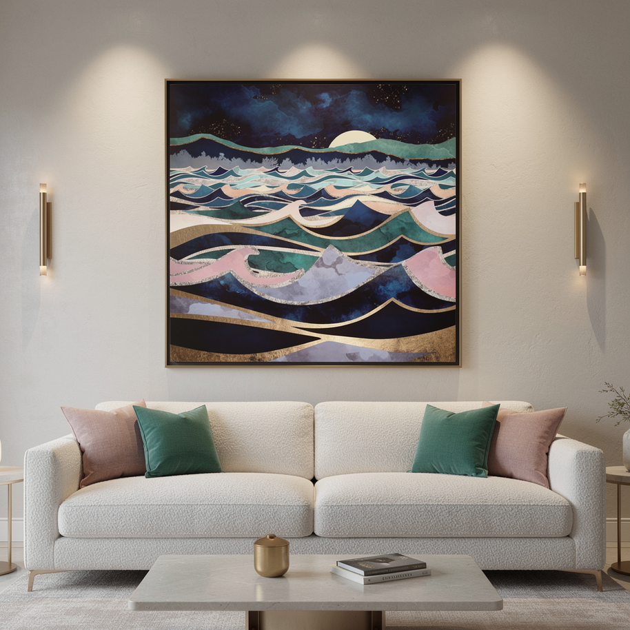Moonlit Ocean - Matte Canvas, Framed (Multi-color)