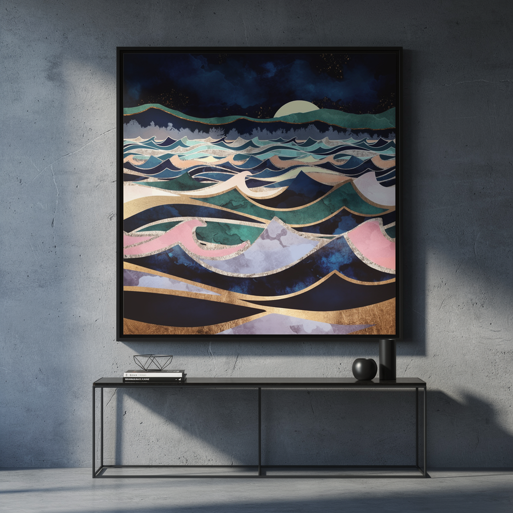 Moonlit Ocean - Matte Canvas, Framed (Multi-color)