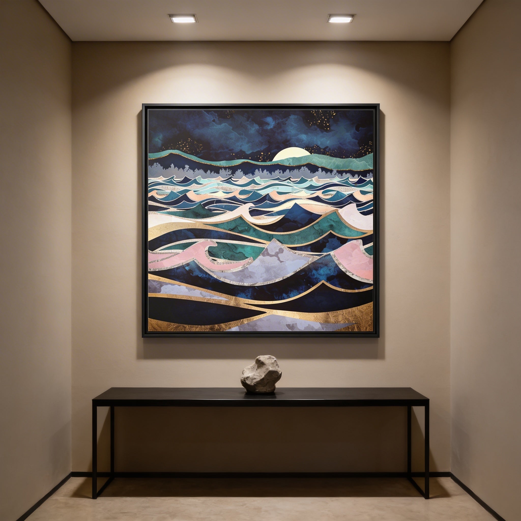 Moonlit Ocean - Matte Canvas, Framed (Multi-color)