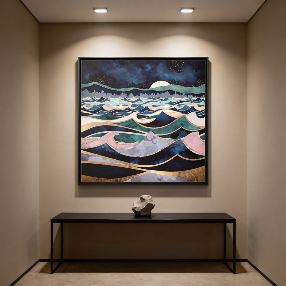 Moonlit Ocean - Matte Canvas, Framed (Multi-color)