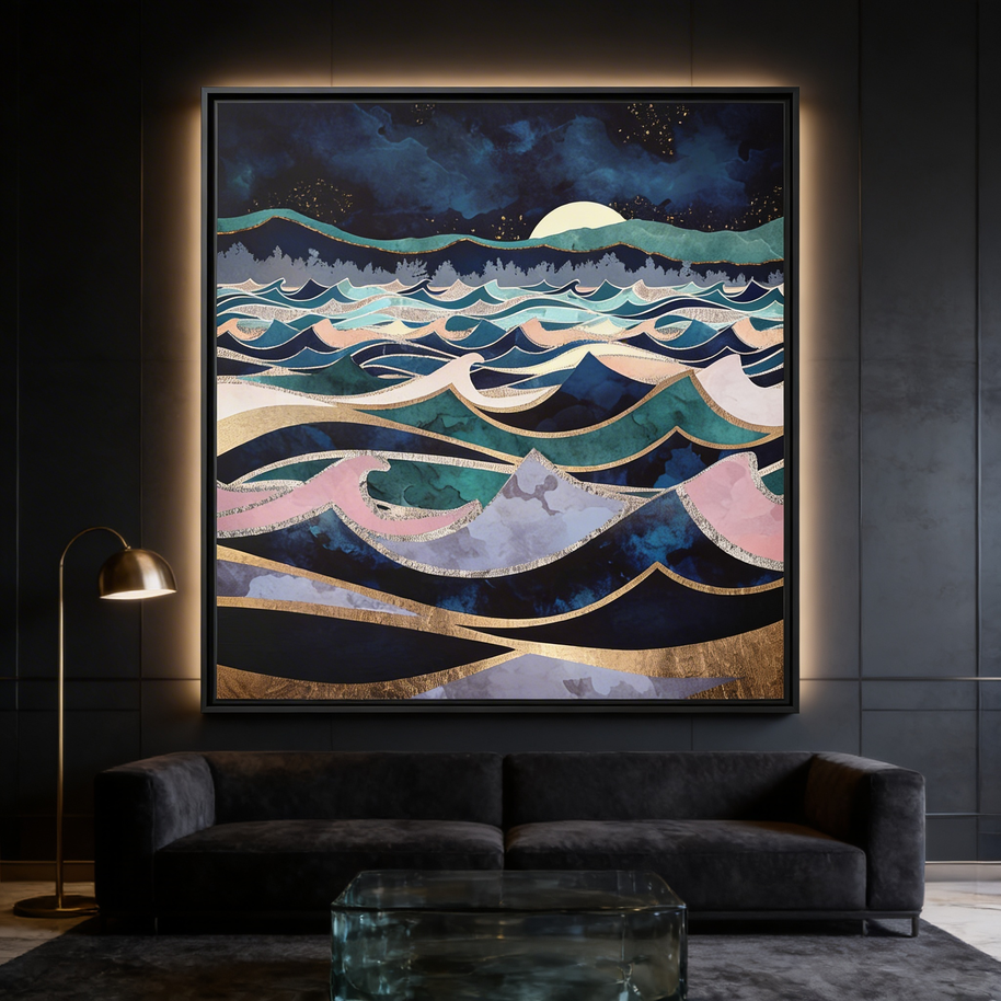 Moonlit Ocean - Matte Canvas, Framed (Multi-color)