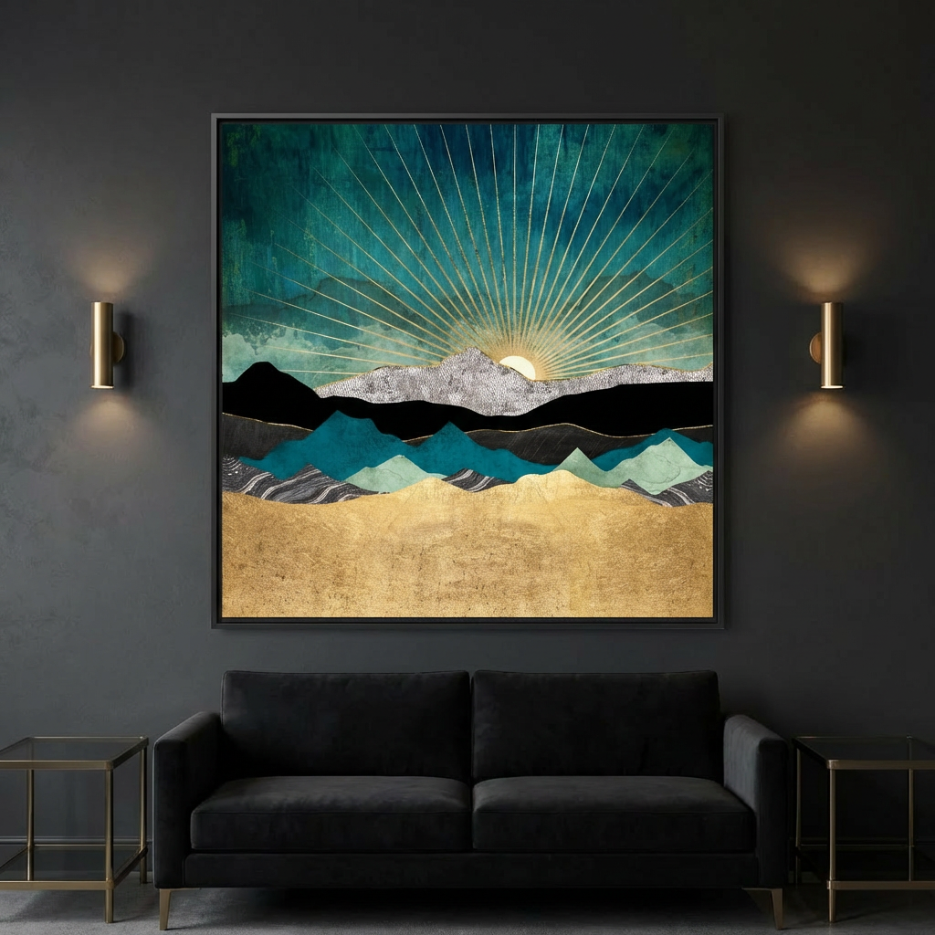 Peacock Vista - Matte Canvas, Framed (Multi-color)