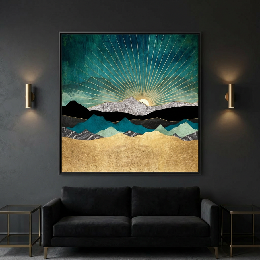 Peacock Vista - Matte Canvas, Framed (Multi-color)