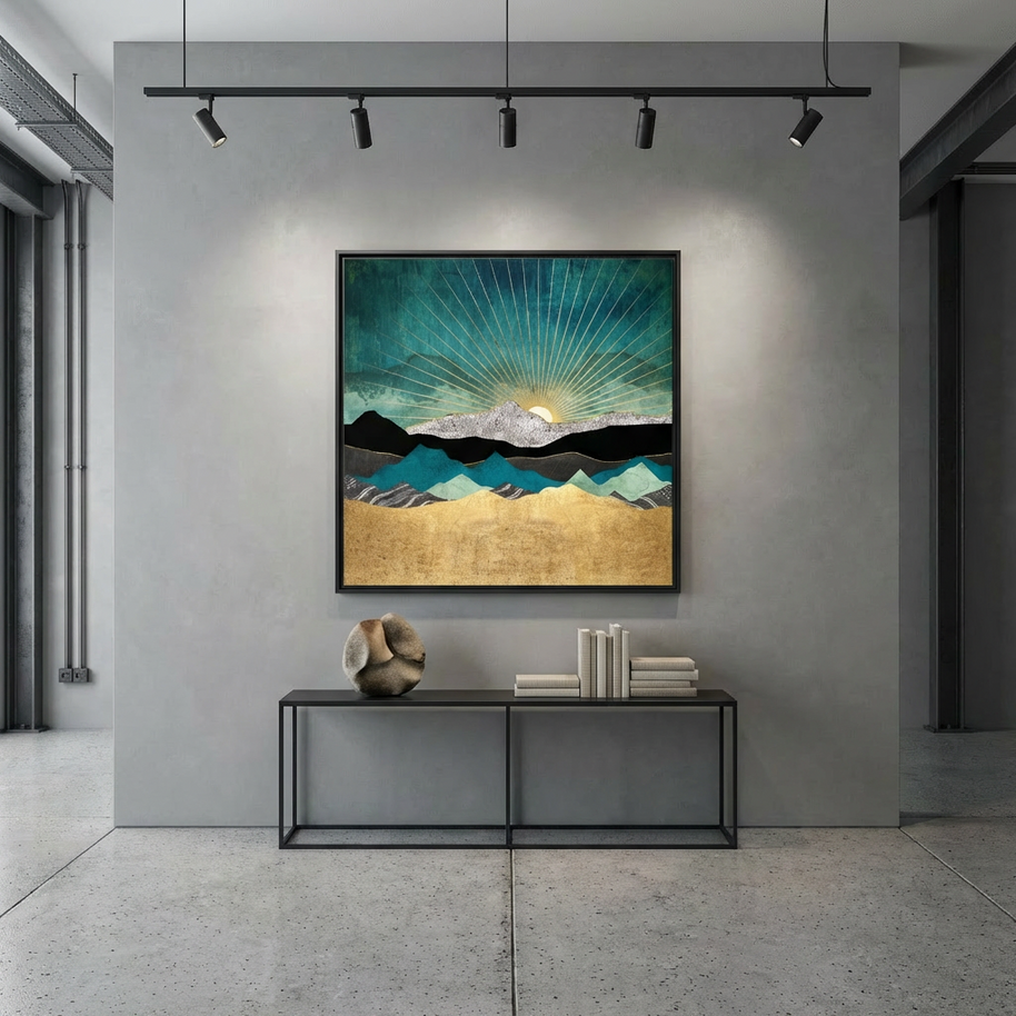 Peacock Vista - Matte Canvas, Framed (Multi-color)