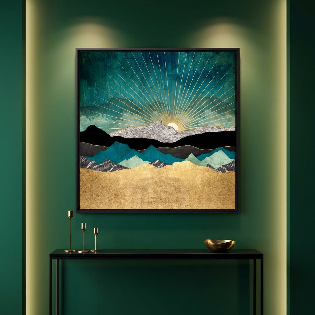 Peacock Vista - Matte Canvas, Framed (Multi-color)