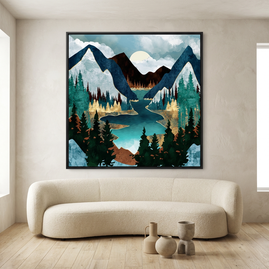 River Vista - Matte Canvas, Framed (Multi-color)