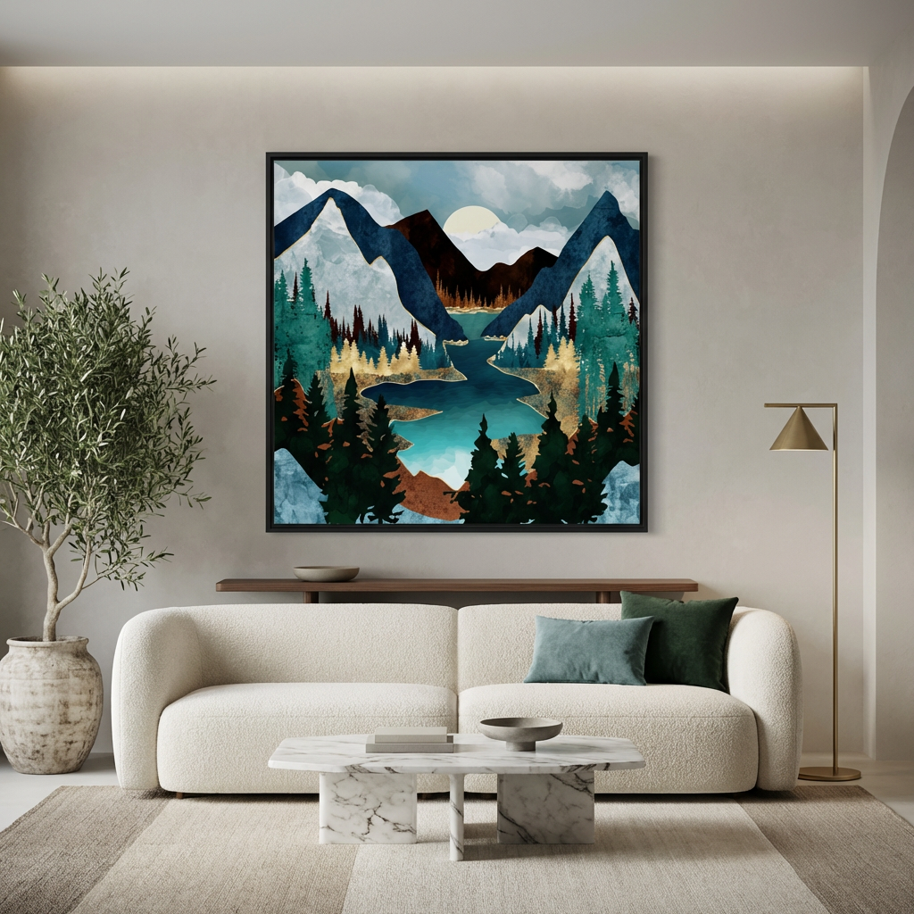 River Vista - Matte Canvas, Framed (Multi-color)