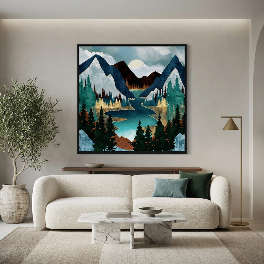 River Vista - Matte Canvas, Framed (Multi-color)
