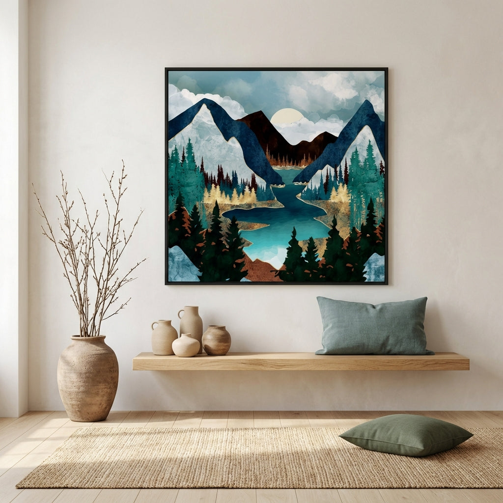 River Vista - Matte Canvas, Framed (Multi-color)