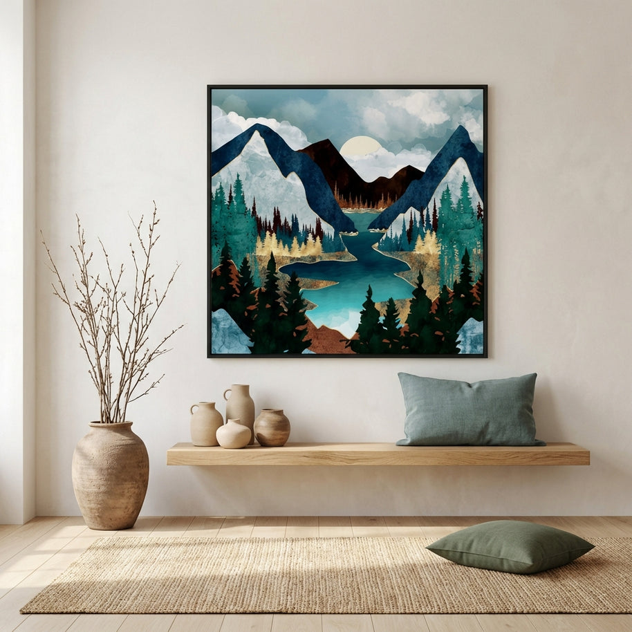 River Vista - Matte Canvas, Framed (Multi-color)
