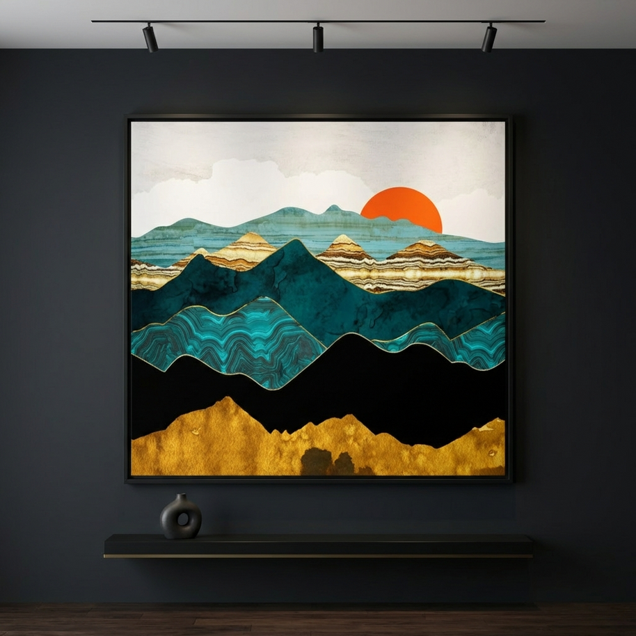 Turquoise Vista - Matte Canvas, Framed (Multi-color)