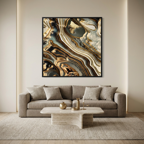 White Gold Agate Abstract - Matte Canvas, Framed (Multi-color)