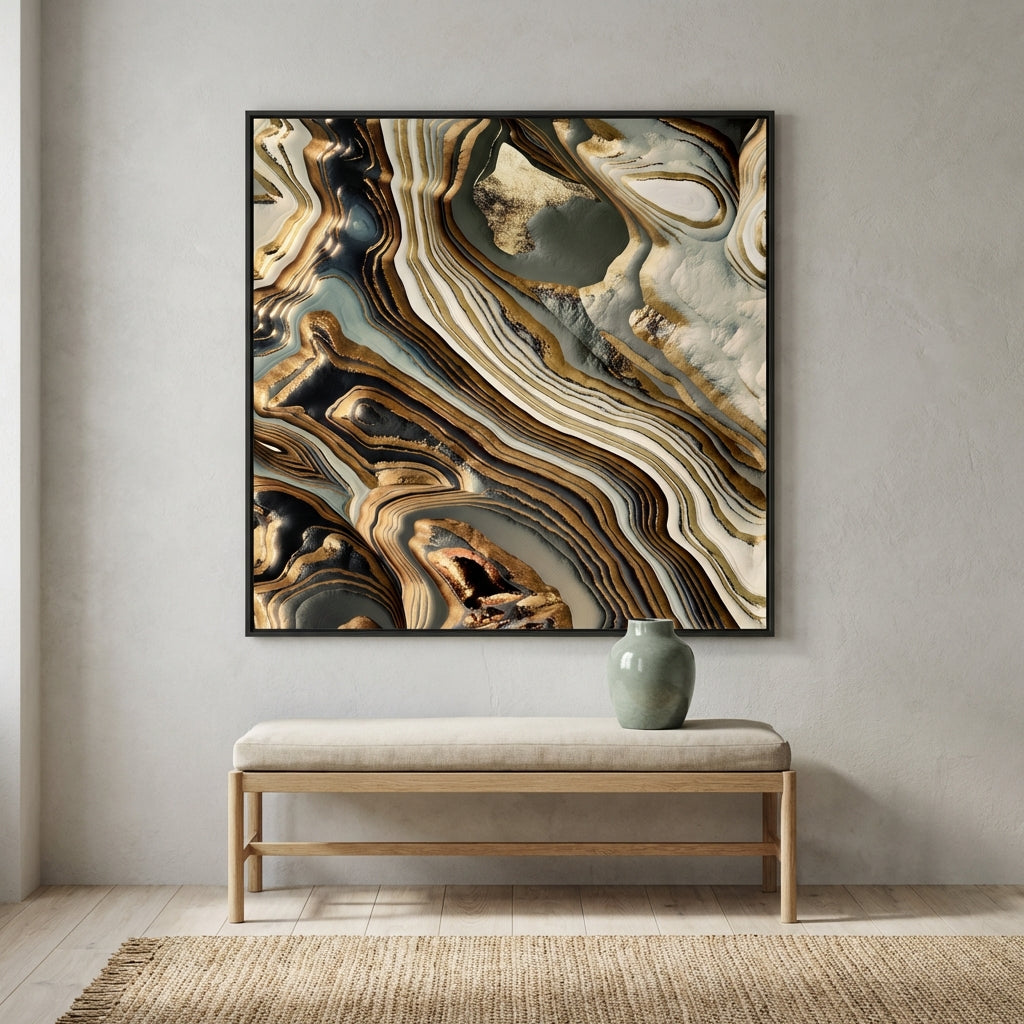 White Gold Agate Abstract - Matte Canvas, Framed (Multi-color)