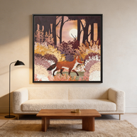 Autumn Fox Forest - Matte Canvas, Framed (Multi-color)