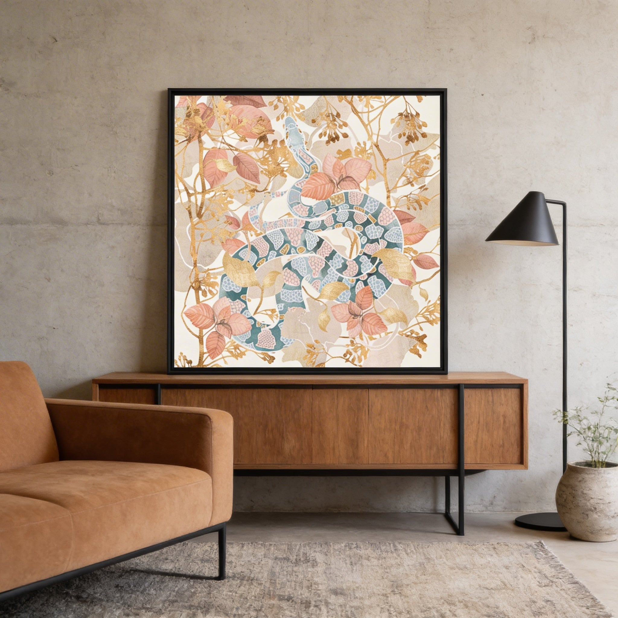 Coral Spring Garden - Matte Canvas, Framed (Multi-color)
