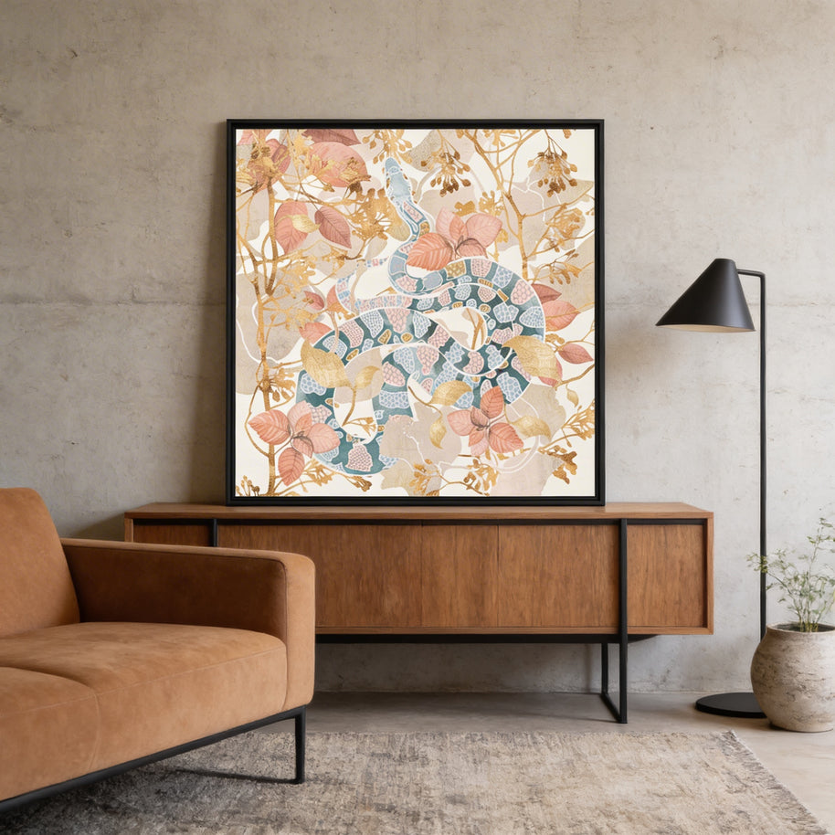 Coral Spring Garden - Matte Canvas, Framed (Multi-color)