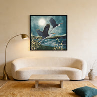 Evening Heron - Matte Canvas, Framed (Multi-color)