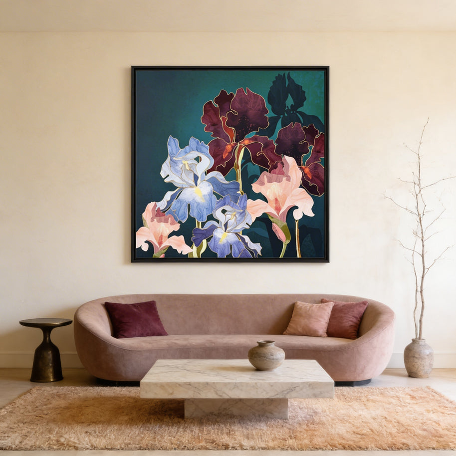 Iris Abstract - Matte Canvas, Framed (Multi-color)