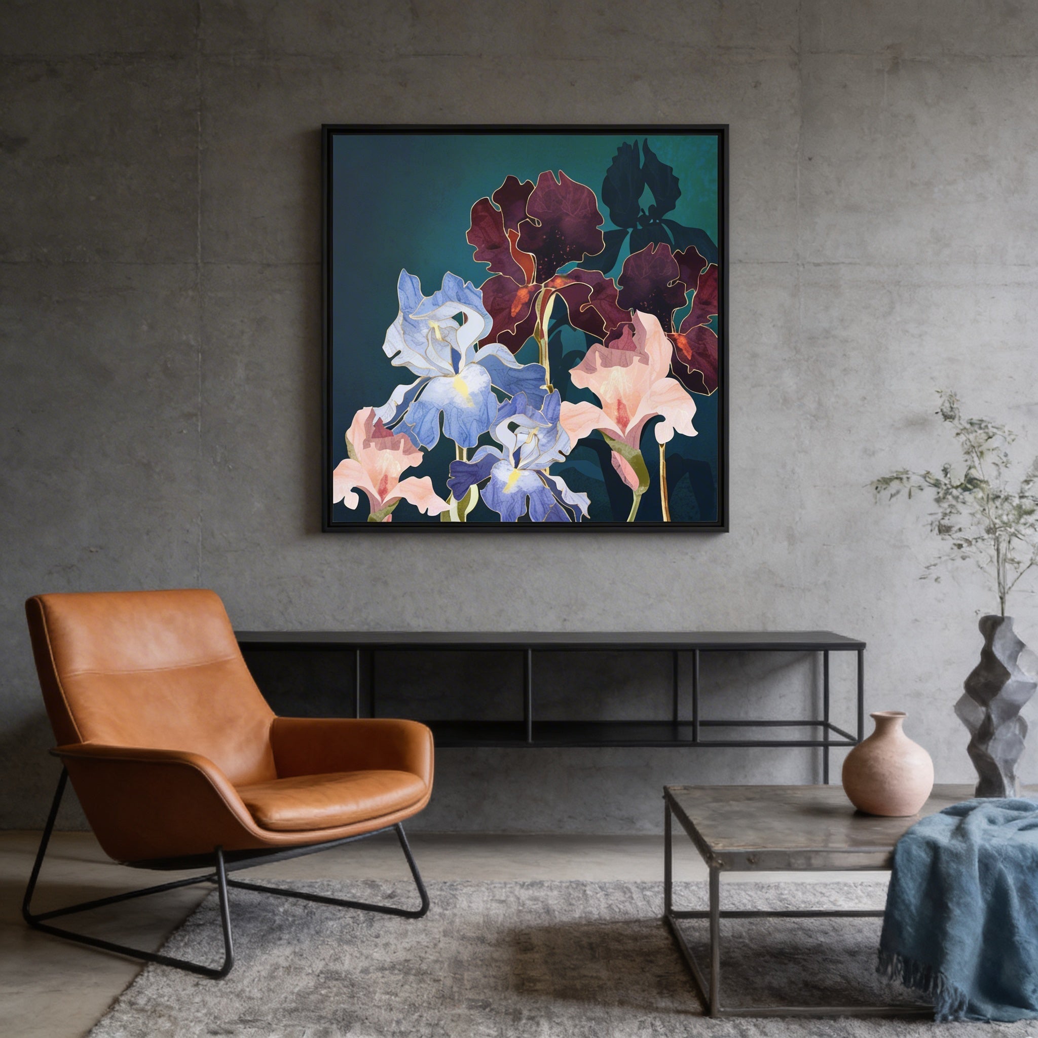 Iris Abstract - Matte Canvas, Framed (Multi-color)