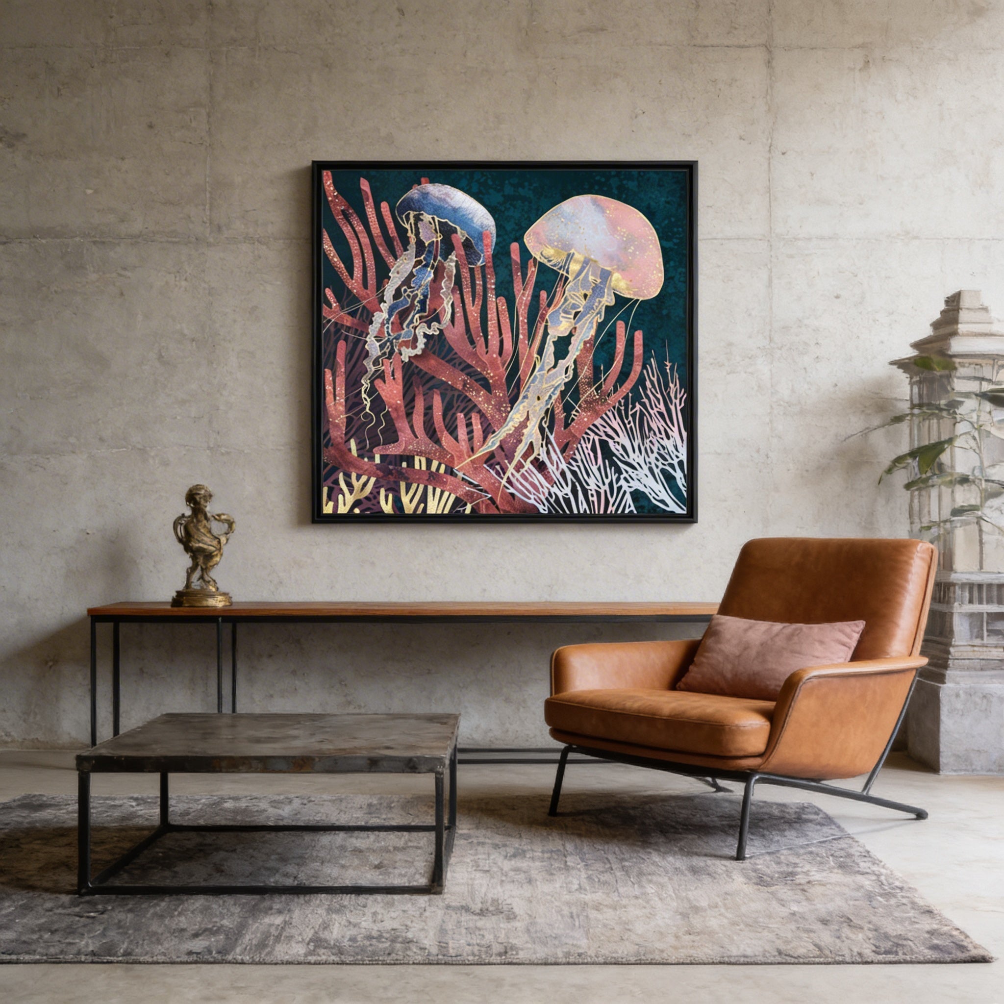 Metallic Coral - Matte Canvas, Framed (Multi-color)