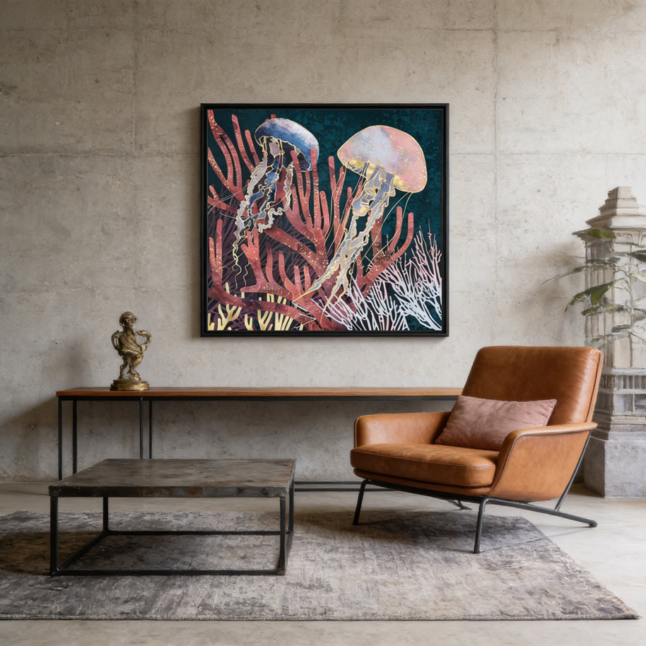 Metallic Coral - Matte Canvas, Framed (Multi-color)