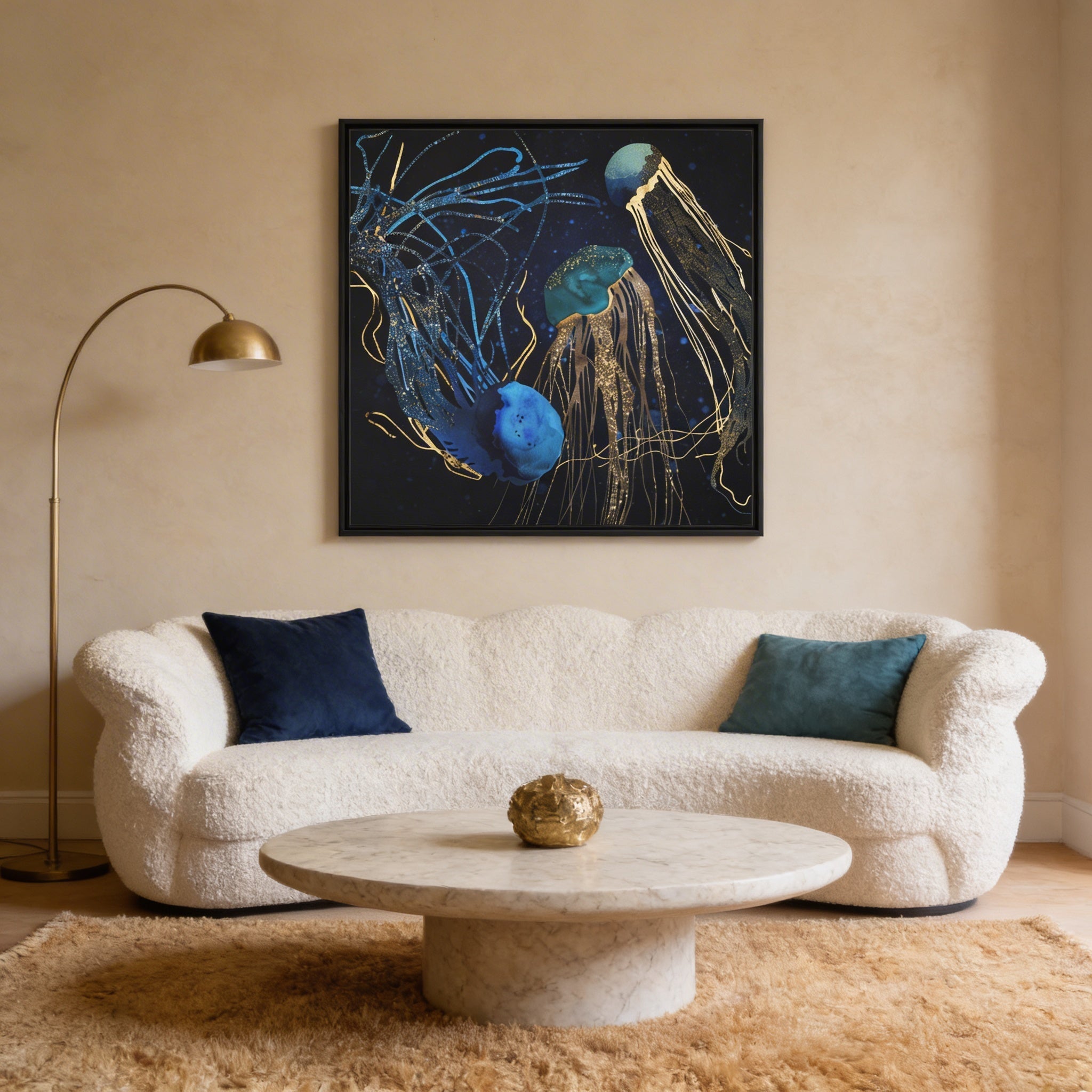 Metallic Jellyfish IV - Matte Canvas, Framed (Multi-color)