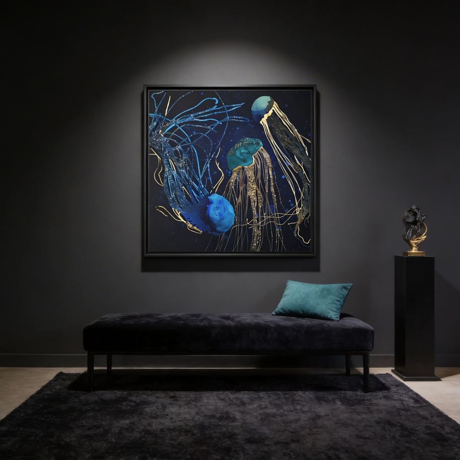 Metallic Jellyfish IV - Matte Canvas, Framed (Multi-color)