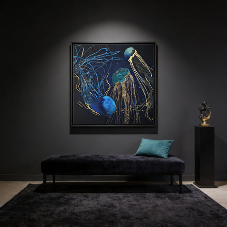 Metallic Jellyfish IV - Matte Canvas, Framed (Multi-color)