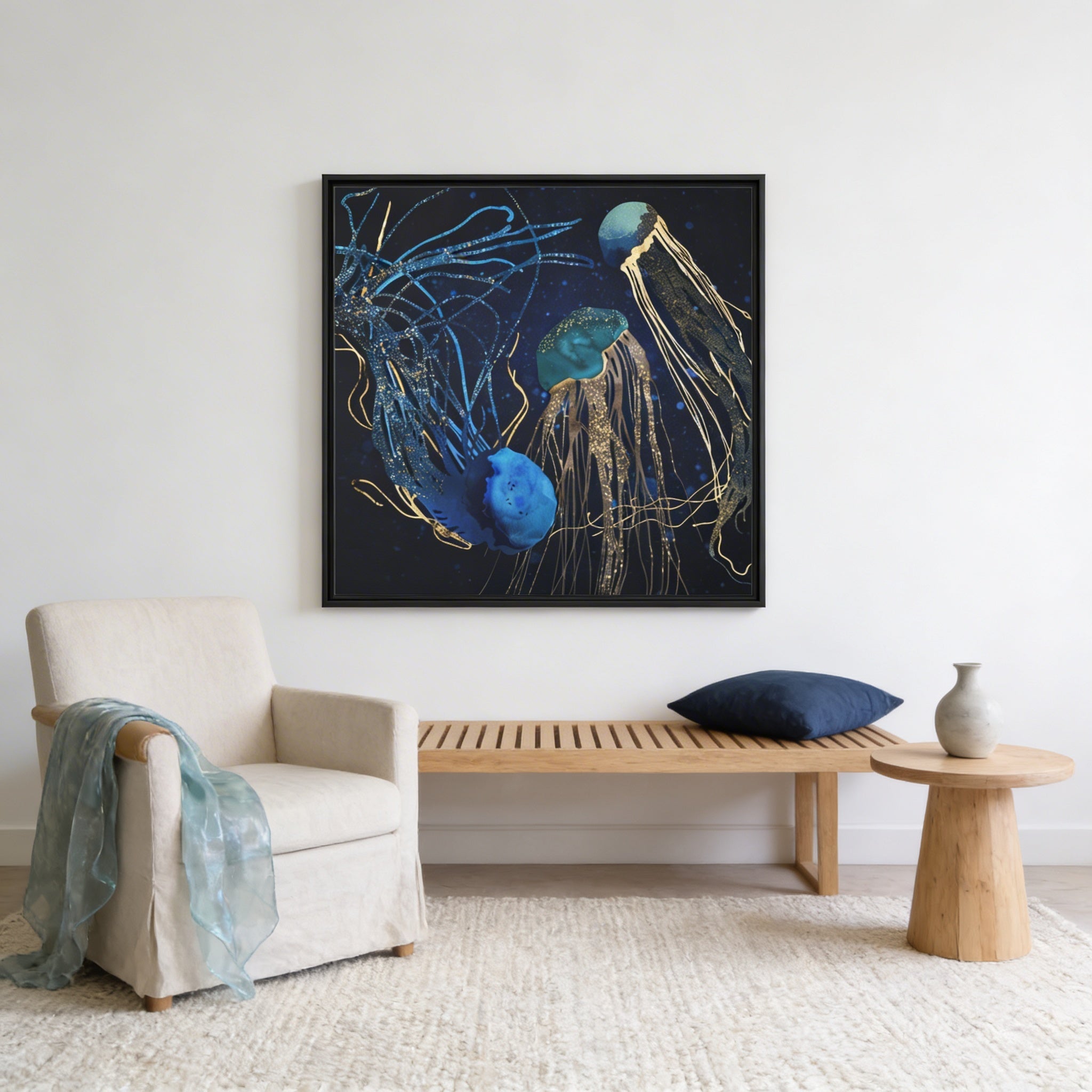 Metallic Jellyfish IV - Matte Canvas, Framed (Multi-color)