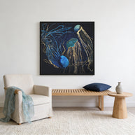 Metallic Jellyfish IV - Matte Canvas, Framed (Multi-color)