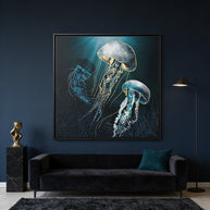 Metallic Jellyfish V - Matte Canvas, Framed (Multi-color)