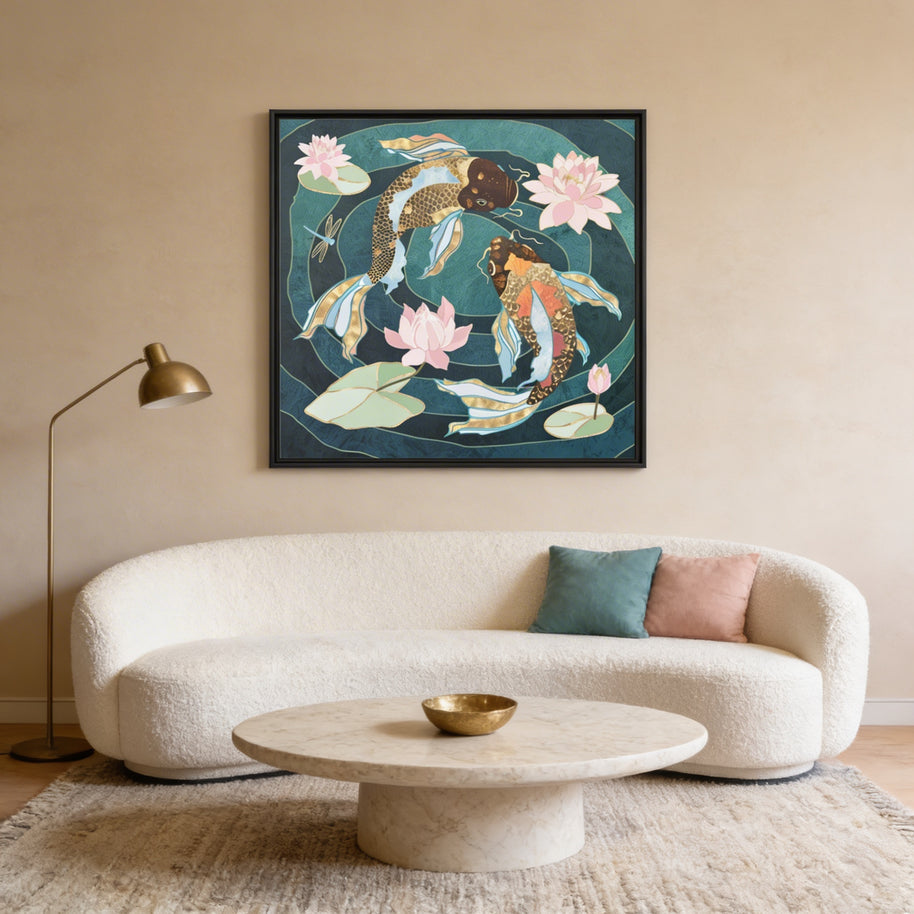 Metallic Koi III - Matte Canvas, Framed (Multi-color)