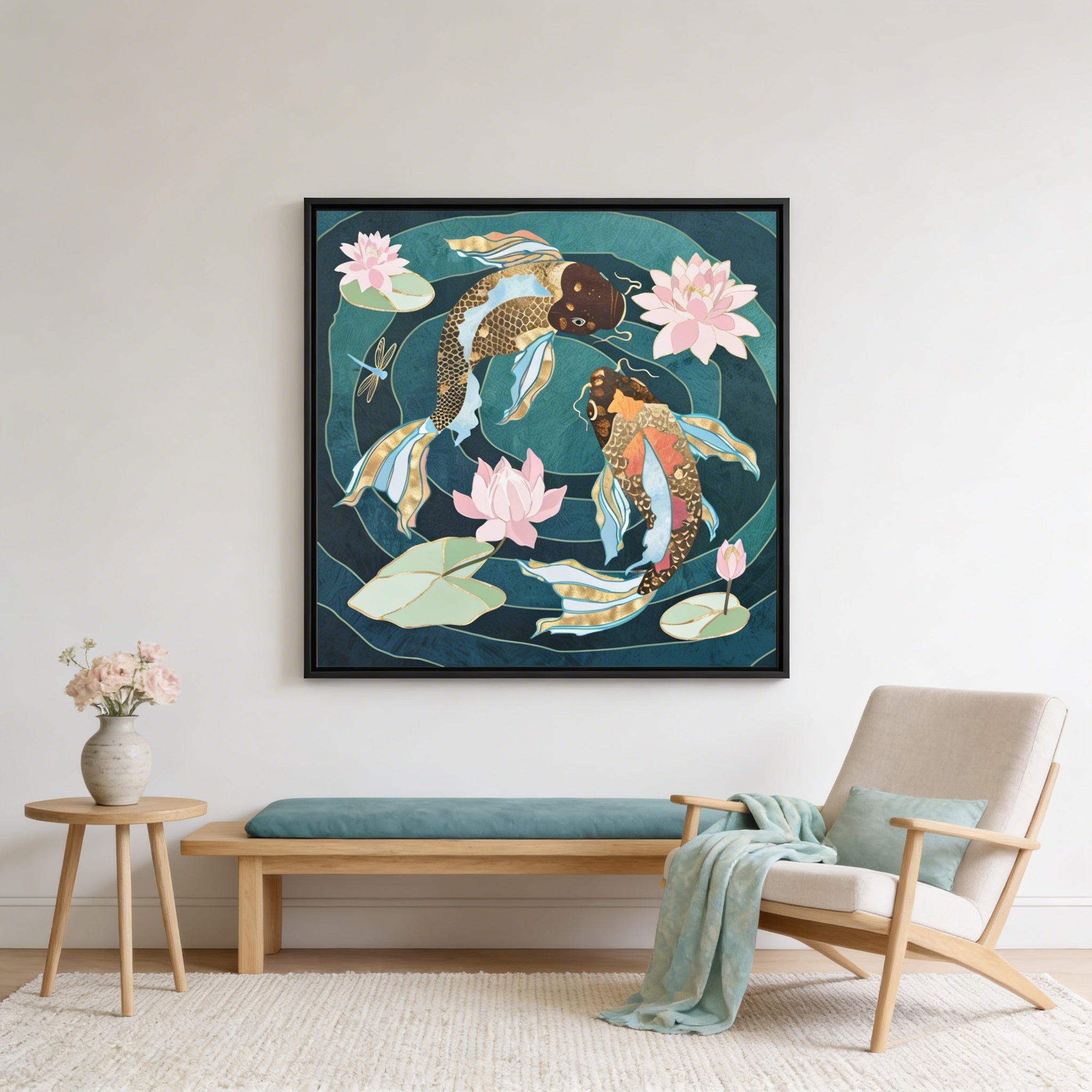 Metallic Koi III - Matte Canvas, Framed (Multi-color)