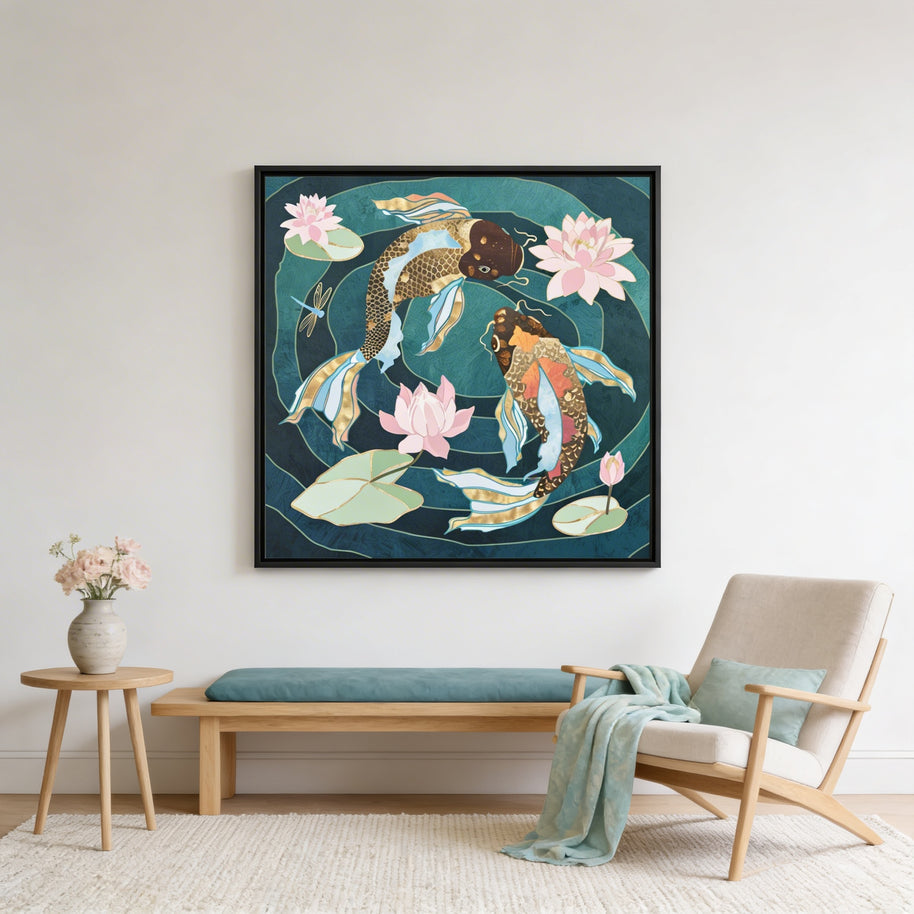 Metallic Koi III - Matte Canvas, Framed (Multi-color)