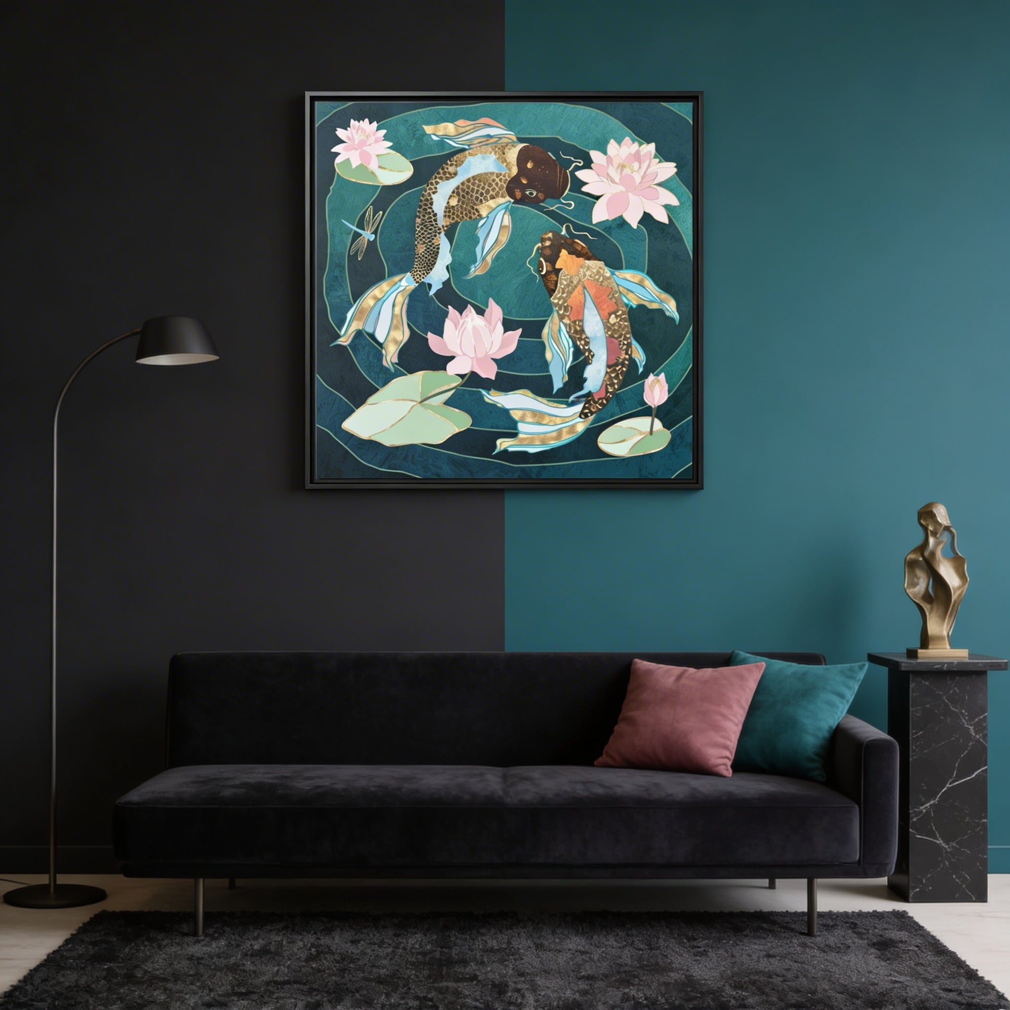 Metallic Koi III - Matte Canvas, Framed (Multi-color)